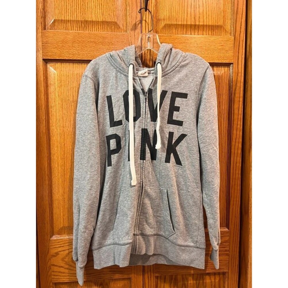 Victoria’s Secret PINK Love Pink 86 Gray Full Zip Y2K Hoodie Women’s Small